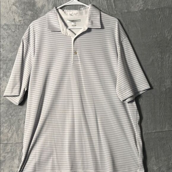 Greg Norman Gray Striped Short Sleeve Golf Polo Size XL - Picture 1 of 8